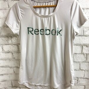 Reebok Women's White Tee with Green Logo